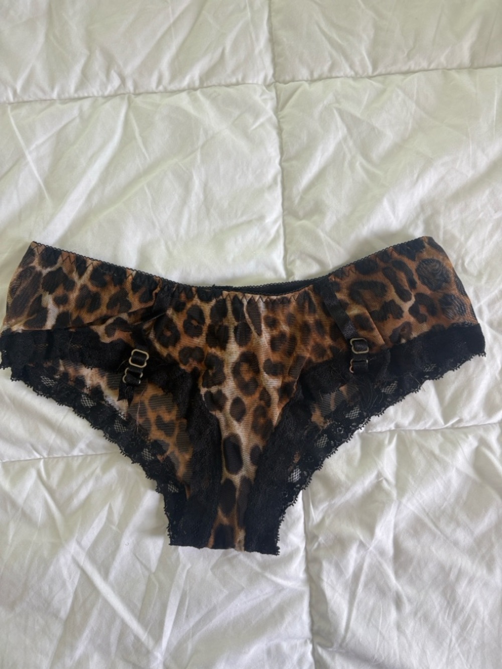 Express Leopard Print Lace-Trim Hipster Panty - Brown & Black